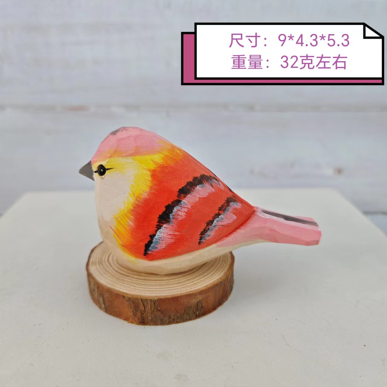 Picture of Bird Wood Carved Ornaments Cute Children's Toys Birthday Gift Hand Carved Colored Healing Desktop Ornaments Animals