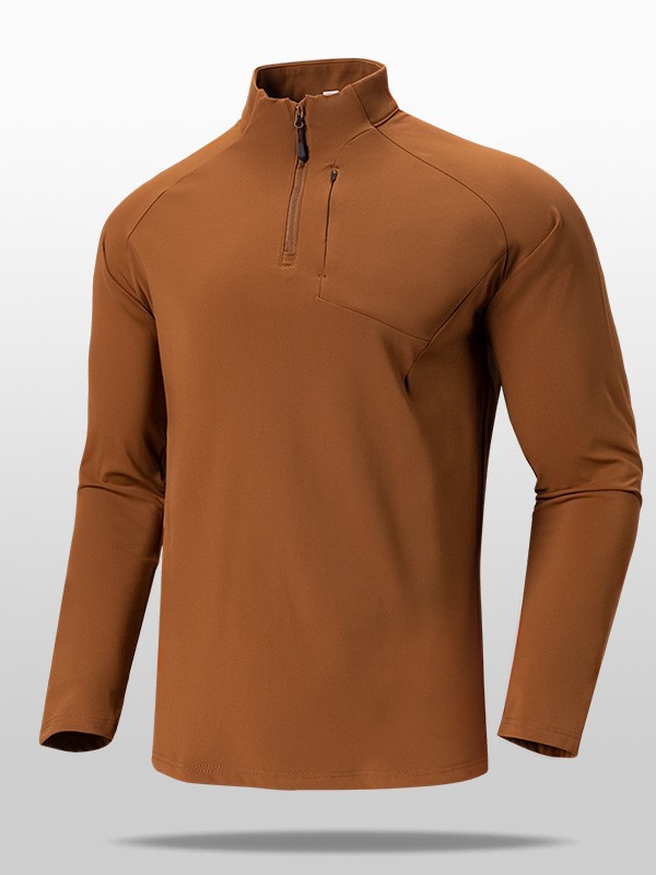 Autumn/Winter new men's stand-collar half-zip sweatshirt, fleece warm top, outdoor running and hiking top