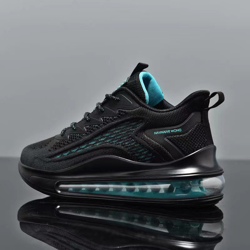 2025 Spring New Men's Shoes Fly-Woven Mesh Breathable Sports Shoes Casual Shoes Air Cushion Shock-Absorbing Heightening Running Shoes
