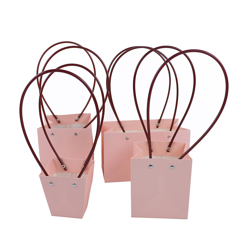 Portable waterproof flower box bag Holiday Gift Bouquet packaging Kraft paper bag square flower bag wholesale