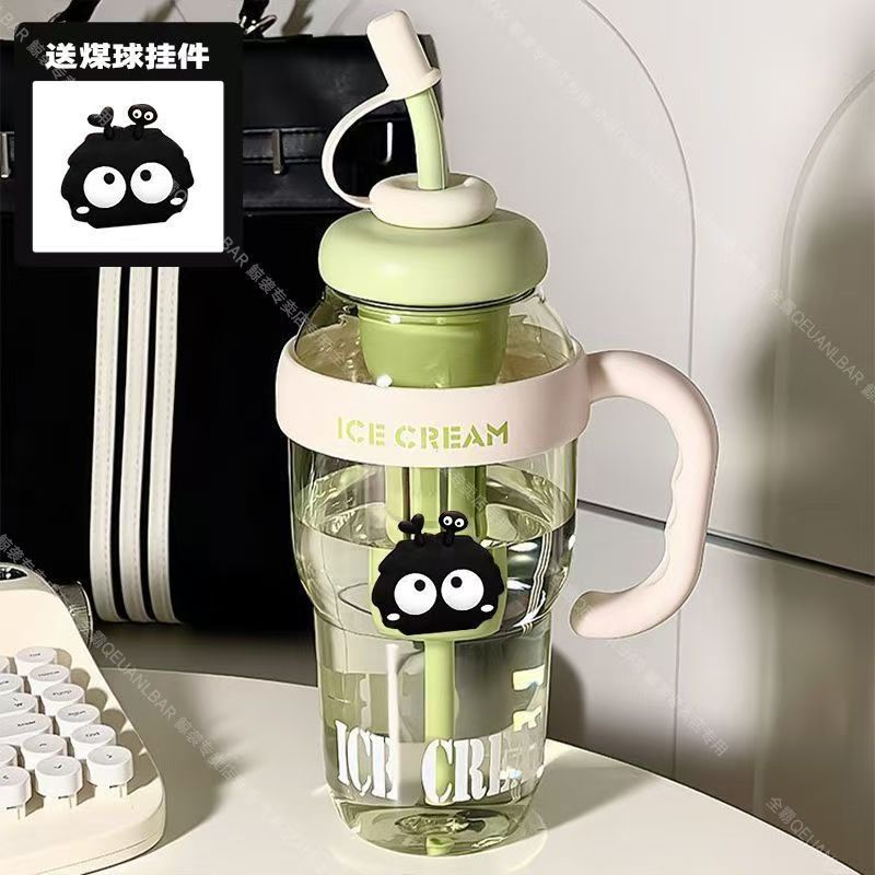 Picture of Lucky Belly Cup Large Capacity Big Mac Water Cup Tea Leakage Scented Tea Suction Tube Cup High Color Value Handle Convenient Ice Cup