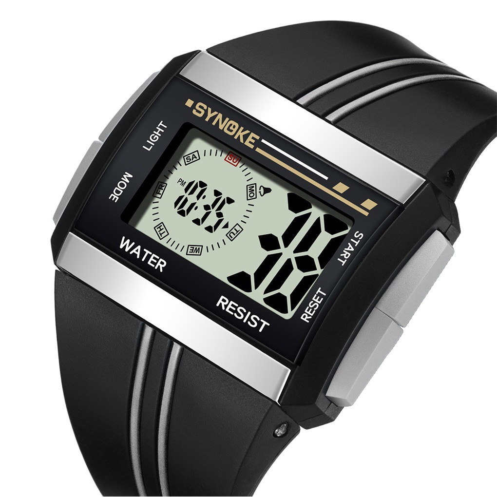 SYNOKE vintage classic electronic watch luminous waterproof Sports men's square classic student watch