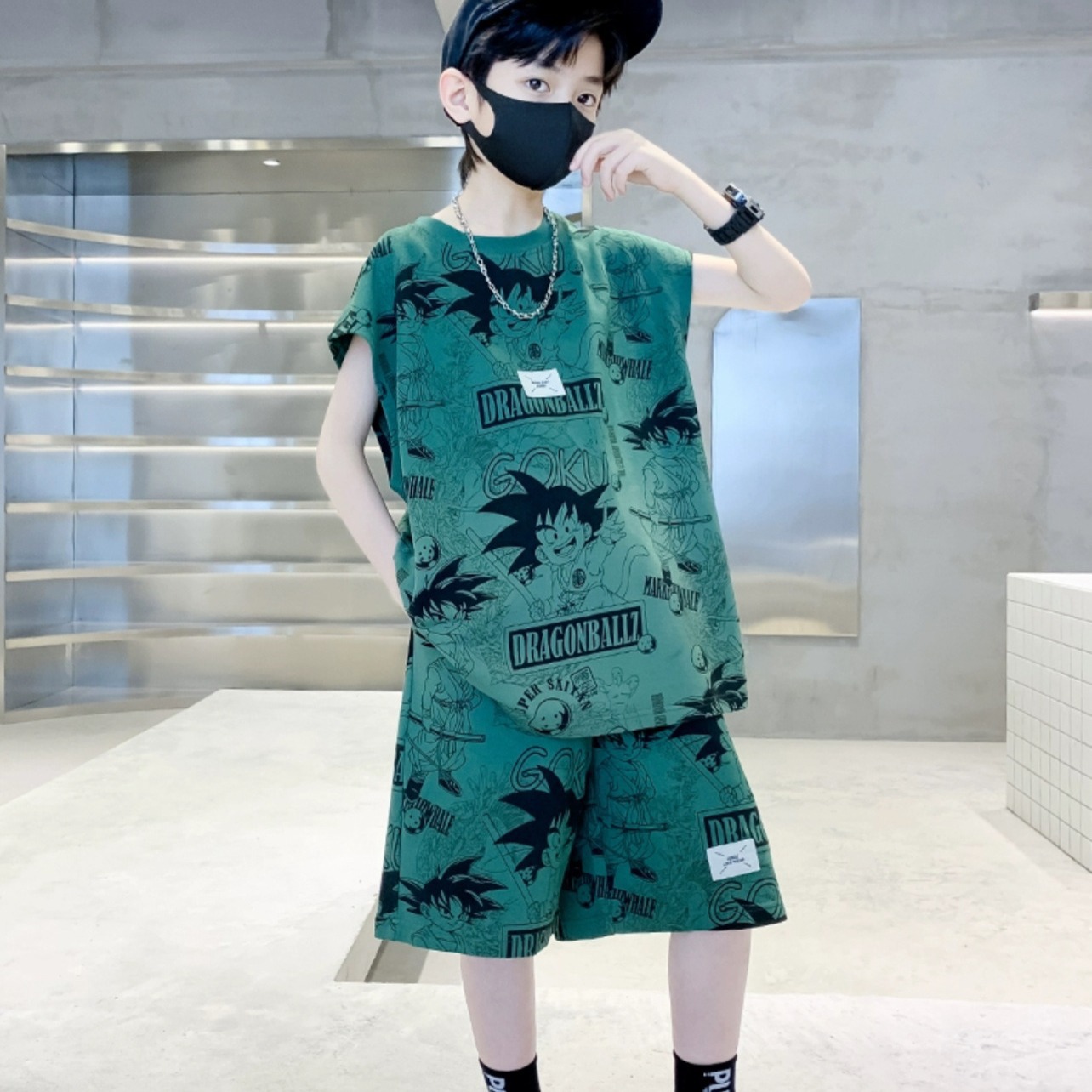 Boys' vest summer clothing suit 2024 new medium and big children's summer sleeveless children's clothing children's sports summer clothes fashion