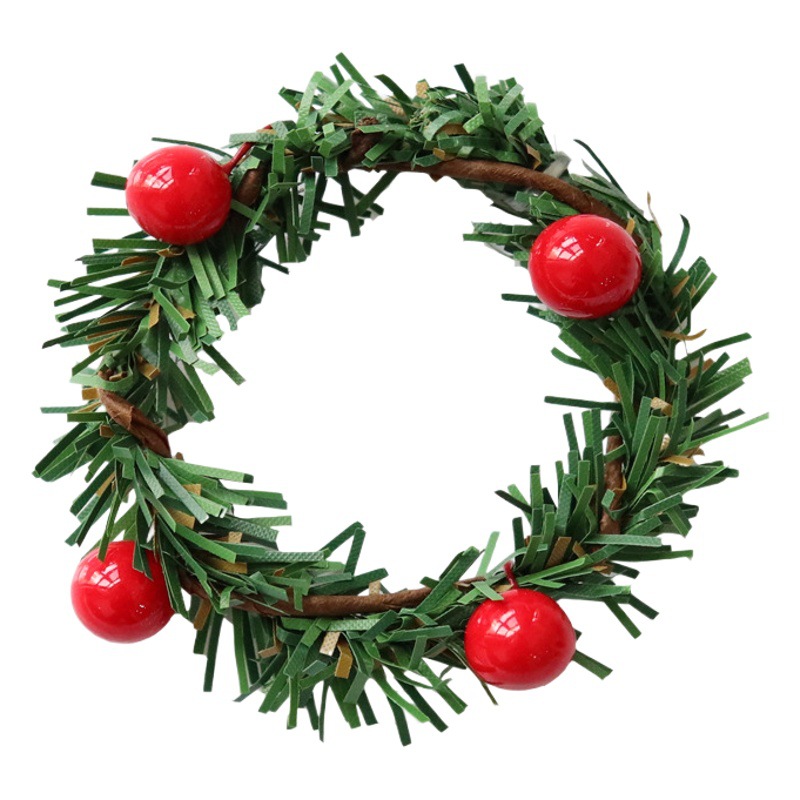 Picture of Christmas decoration red fruit PVC pine needle napkin ring Amazon cross-border Hotel home napkin buckle Christmas wreath