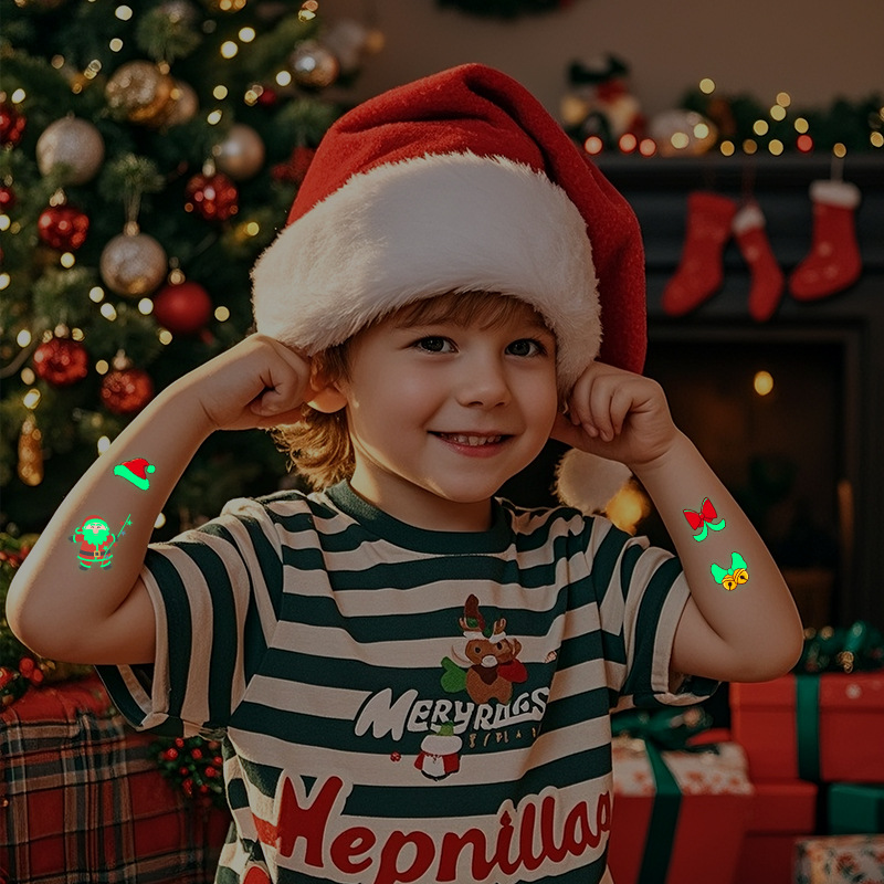 Picture of New Christmas Luminous Tattoo Sticker Children's Cartoon Snowflake Face Decoration Gift Waterproof Sweat Luminous Sticker