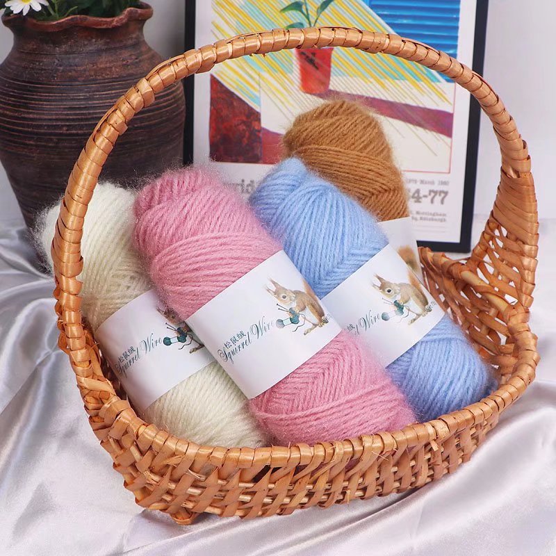 Picture of 75g squirrel wool thread bright silk thread hand-woven hook thick mohair scarf hat shawl fluffy wool ball