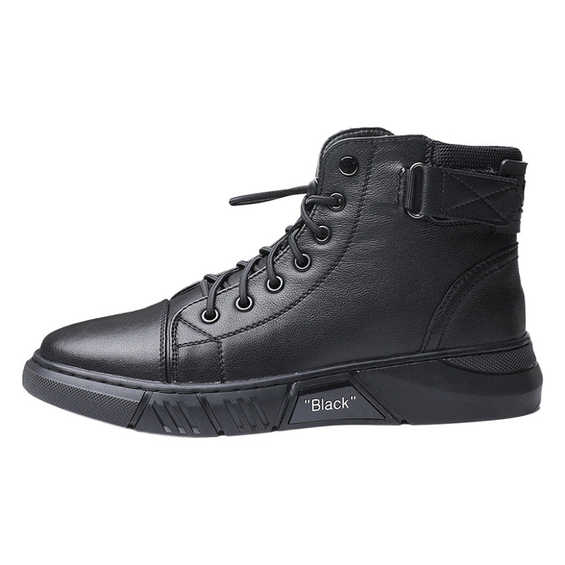 Winter New Men's British Genuine Leather Martin Boots Men's Boots Fashion Casual High Top Men's Shoes Trendy Workwear Leather Boots Men