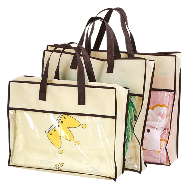 In stock moving Quilt storage bag transparent visual waterproof dustproof storage bag clothing quilt handbag