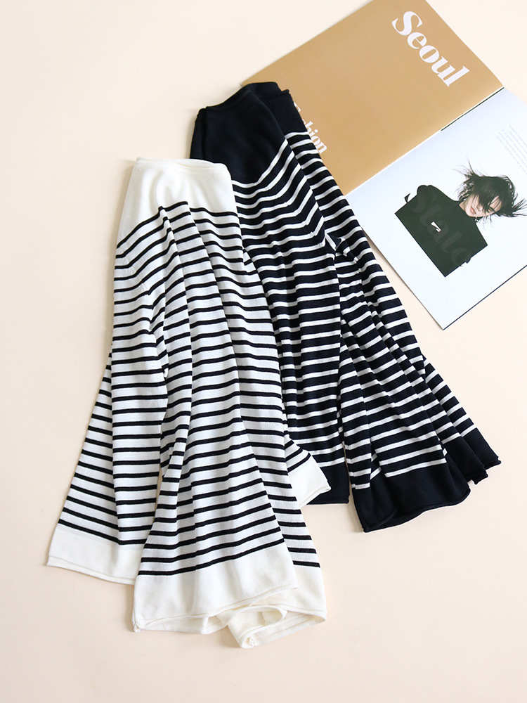 Tangge Autumn and Winter Silk Lyocell Striped Crewneck Long-sleeved Base Shirt Women's Mulberry Silk Knitwear T-shirt Top