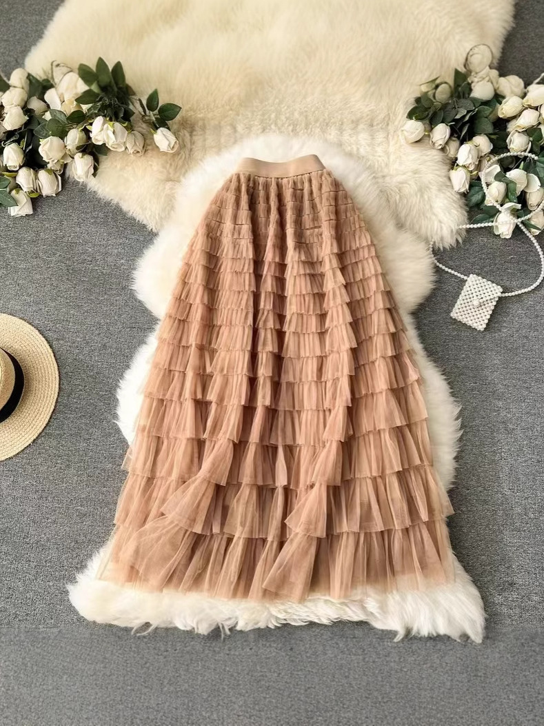 Fairy Skirt High-end Sense Mesh Skirt 2025 New Style Loose Waist All-match Slim Look Cake Skirt Super Fairy Skirt