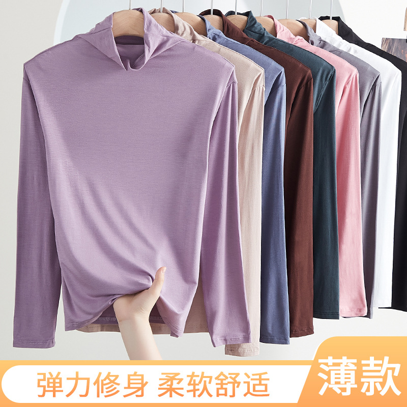 Modal Long-Sleeved T-Shirt for Women 2023 Autum New Style Women's Turtleneck Bottoming Shirt with Slim Large Size Top for Women Winter
