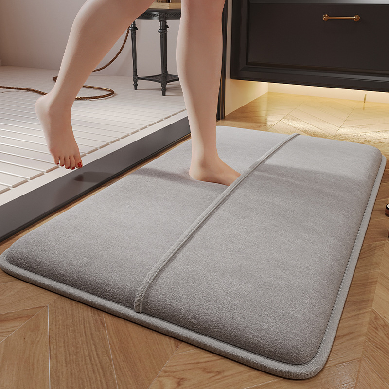 Picture of Memory Foam Bathroom Mat Household Toilet Water Absorbent Floor Mat Shower Door Wipe Foot Mat Quick-drying Bathroom Door Mat