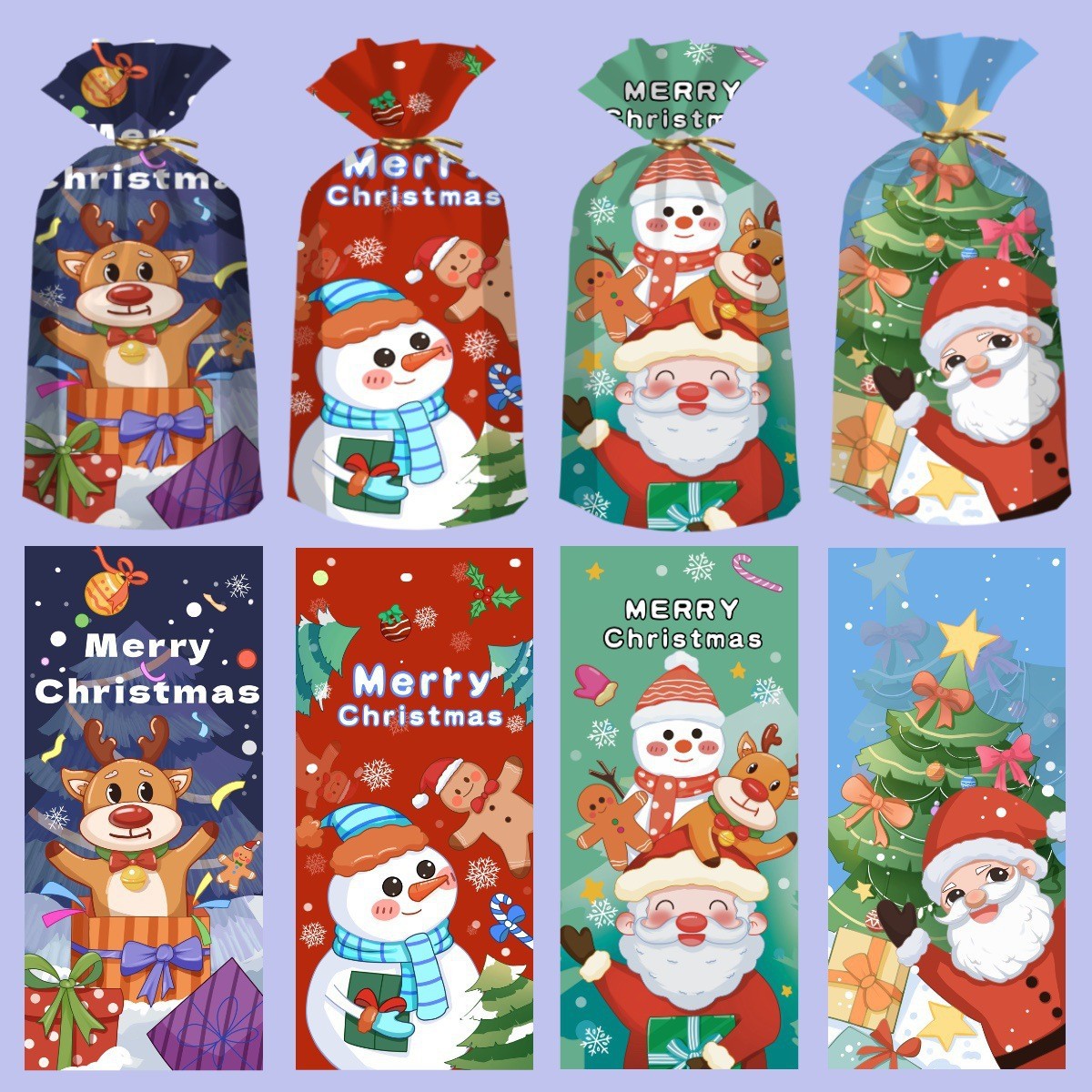 Cartoon Christmas Candy Bag Cross Border Amazon Gift Bag Apple Packaging Bag Santa Claus Opp Flat Pocket