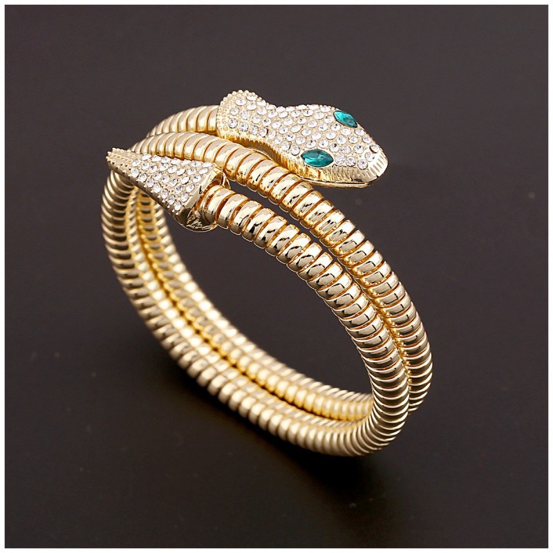 European and American Personalized Alloy Snake-Shaped Bracelet for Women, Fashionable Cross-Border Design Jewelry, Cross-Wrapped Snake-Shaped Necklace