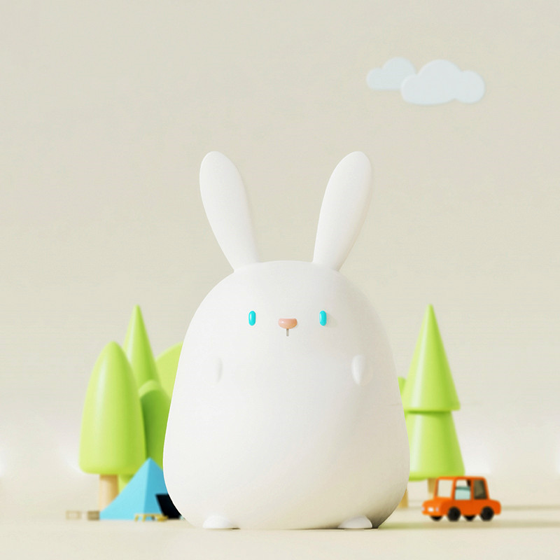 Little Rabbit Night Light Children's Room Bedside Cartoon Sleeping Light Night Timing Cute Rabbit Silicone Light