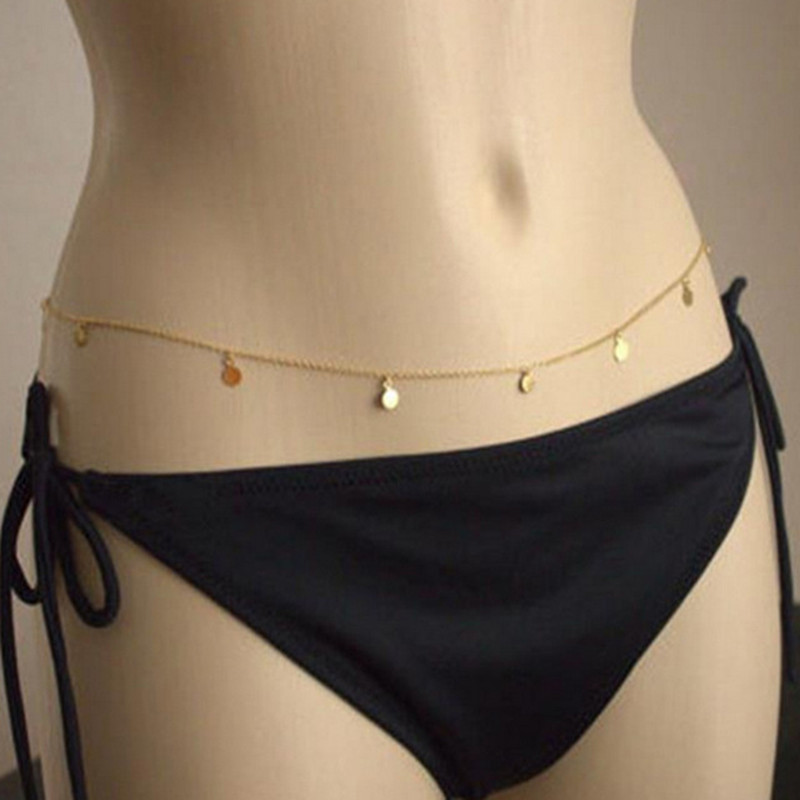 European and American foreign trade jewelry sexy simple belly body chain bikini sequins waist chain
