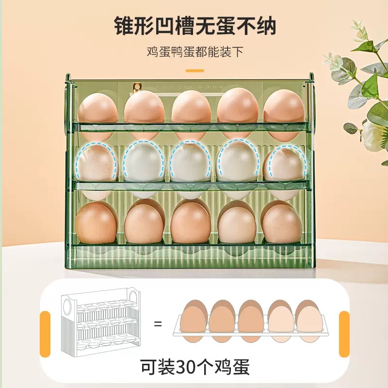 Picture of Automatic Flip Egg Storage Box Refrigerator Side Door Storage Rack Kitchen Special Egg Holder Storage Artifact Duck Egg Rack