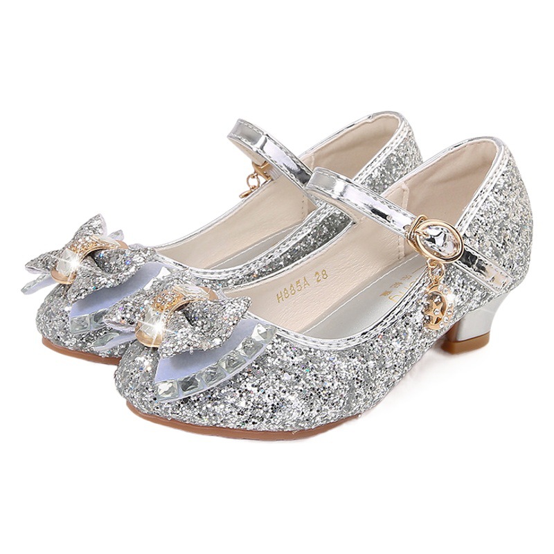 Girls' Leather Shoes, Little Girls' Piano Crystal Flats, Dress Shoes for Catwalk Performance, Children's Princess Shoes with Sequins for Young Children