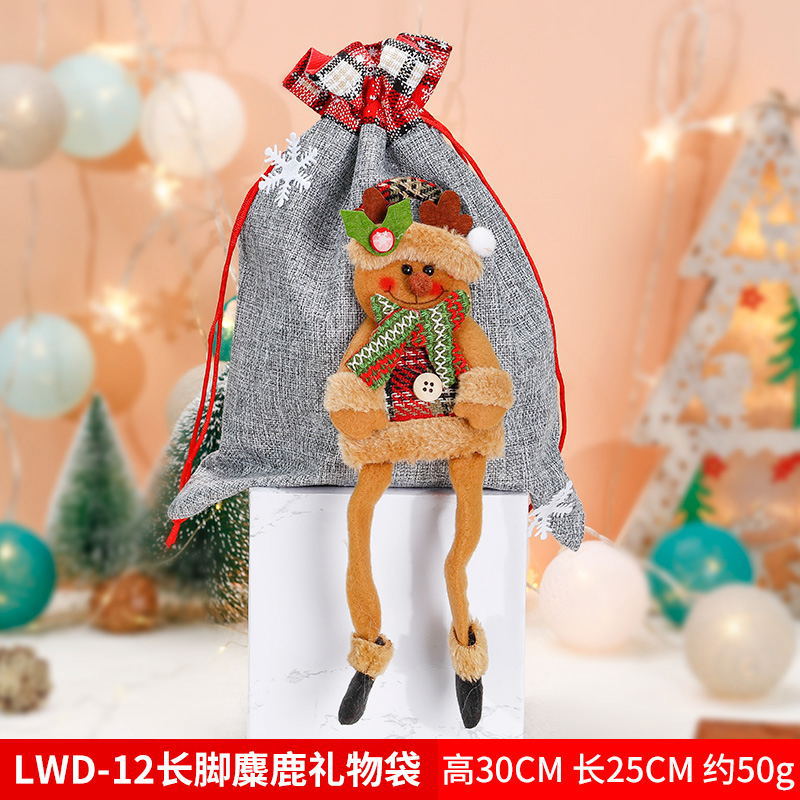 Picture of Christmas Gift Bag Apple Bag Large Bezel Drawstring Gift Bag Christmas Decoration Accessories Props Scene Layout