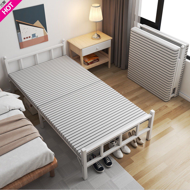 Folding bed single bed home simple lunch break rental room portable double. m office hard board bed reinforcement
