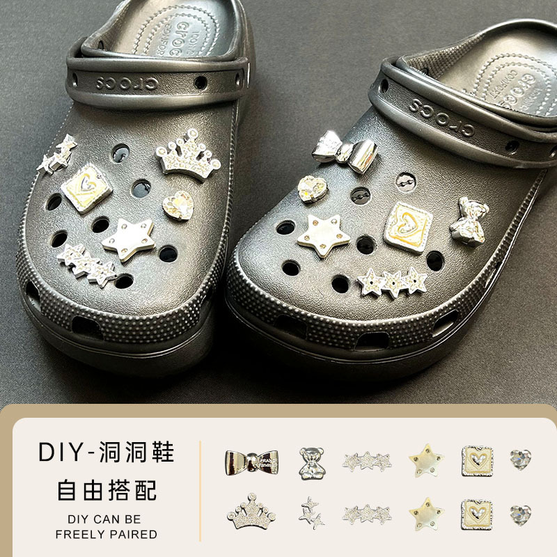 [silver Diamond Series] Cave Shoes Detachable Shoe Buckle diy Slippers Shoe Flower Accessories Summer Cartoon Now