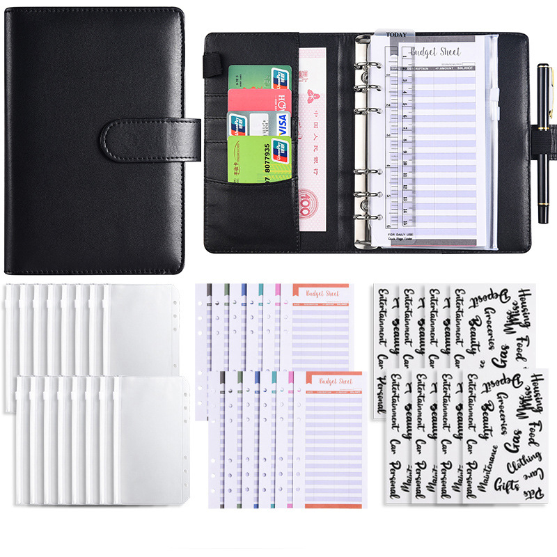 Picture of A6 Binder Cross-Border Creative Notebook Wholesale Zipper Bag Macaron Pu Leather Cash Budget Notebook