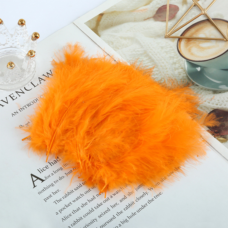 Picture of Feather decoration color turkey feather pointed tail velvet dream catcher net material wave ball gift box filler shooting props