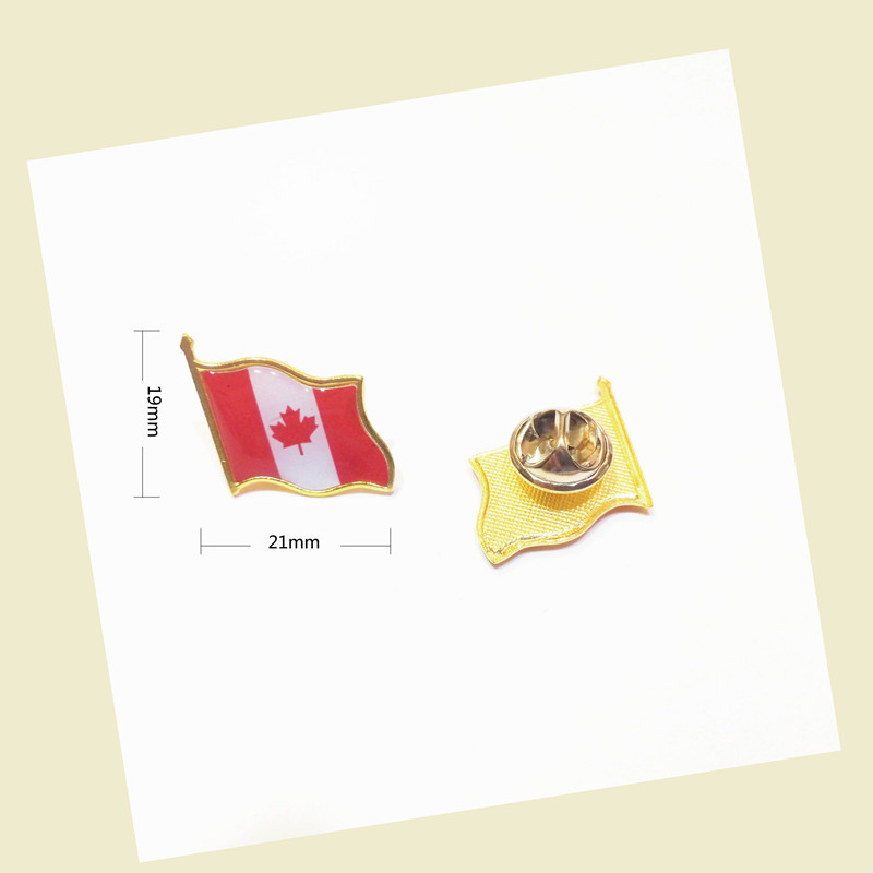 Wholesale Canada Flag Brooch Iron Butterfly Buckle Drop Plastic Badge Collar pin Canada lepel pin