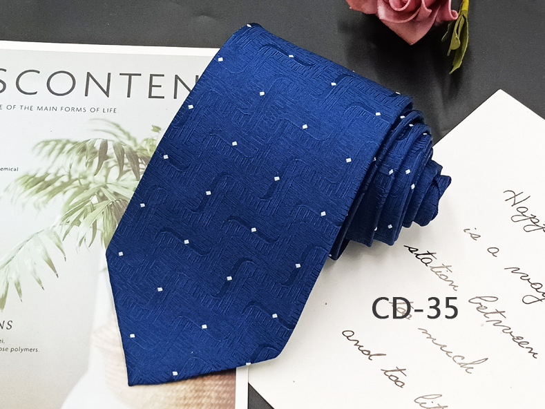 Picture of Manufacturer in stock men's business tie 8cm hand-punched professional formal wear interview striped tie men's Jacquard polyester silk
