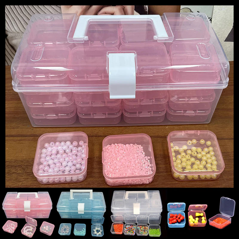 32 Check Diamond Painting Transparent Plastic Storage Container Nail Decoration Storage Box