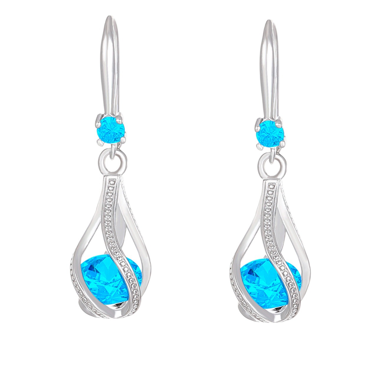 Cross-border new zircon water drop earrings women's personality temperament hollow rotating crystal earrings bridal wedding earrings tide