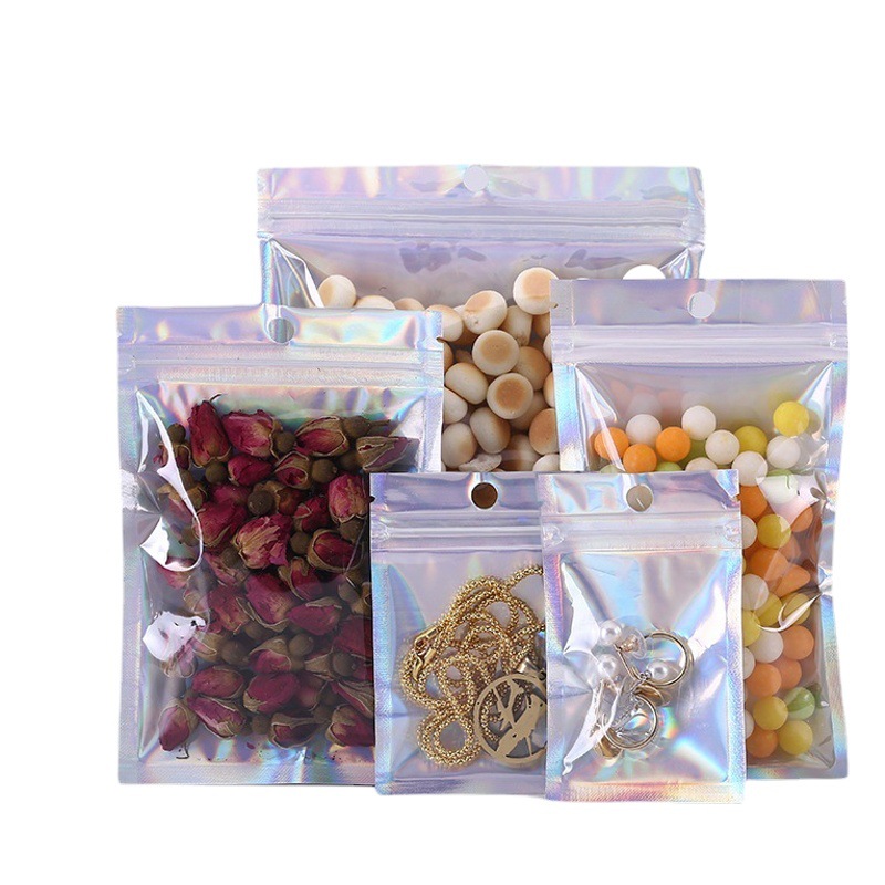 Laser Self-sealing Bag Small Star Magic Color Bag Data Line Yin and Yang Bag Digital Flash Aluminum Foil Plastic Bag Jewelry Bag