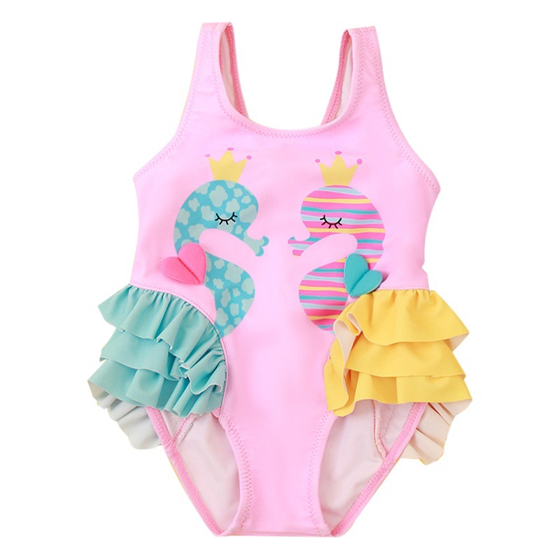 New girls one-piece swimsuit cute ruffled cartoon baby girl swimsuit high quality comfortable high elastic high quality