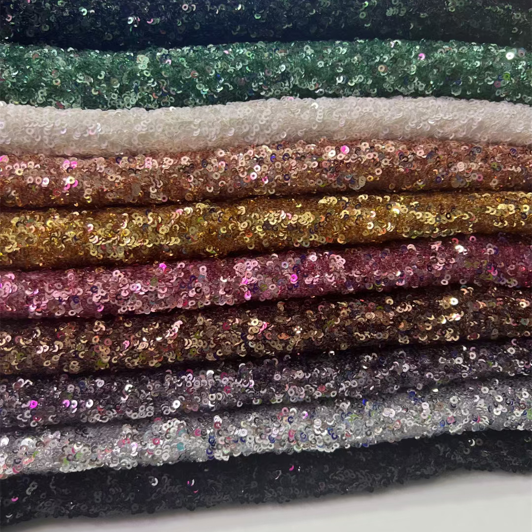 European Station Sequin Fabric Women's dress Matted Sequin Multicolor Beaded Fabric Clothing Fabric Wedding Gauze