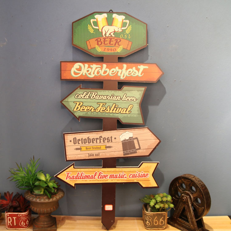 Picture of American Style Retro Old Signs Road Signs Wall Decorations Wall Hanging Bar Internet Cafe Decorations Pendant Wall Decorations Crafts