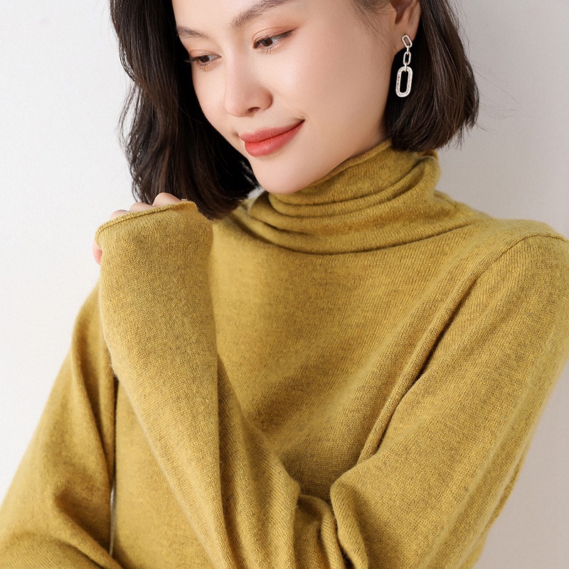 2022 autumn and winter New Women sweater turtleneck wool base shirt thickened joysfit sweater solid color