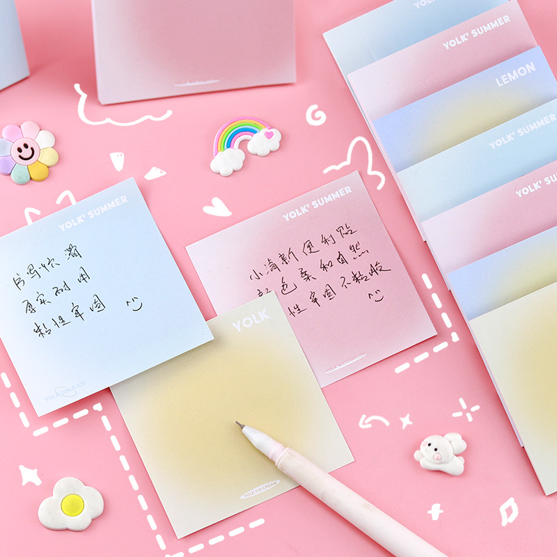 Picture of Ins style summer color egg yolk halo note sticker student hand account sticker simple gradient sticky note wholesale
