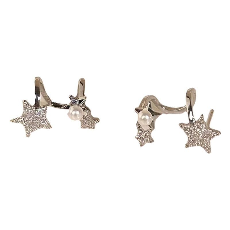s925 Silver Needle Pearl Star Earrings Women's Niche Design High-end Earrings New Fashionable Elegant Earrings Wholesale