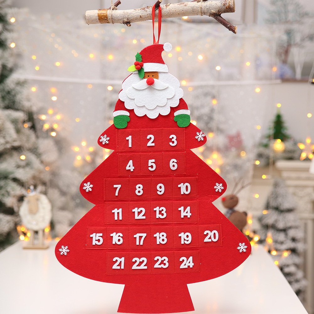 New Christmas countdown pendant Santa Claus calendar felt Christmas tree Christmas Christmas House