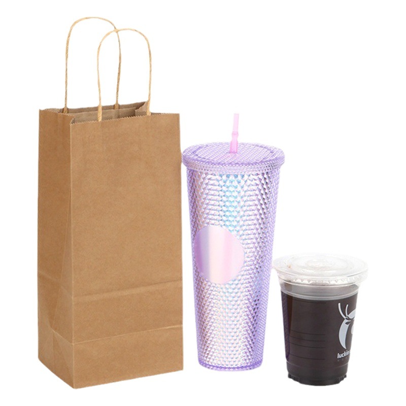 Thickened disposable cup holder paper bag suit takeaway handbag milk tea coffee packing bag food packaging bag