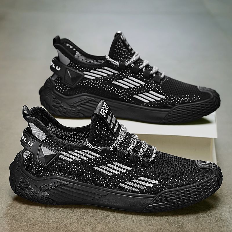 2025 New Men's Shoes Summer Breathable Mesh Shoes Men's Work Shoes Running Soft Sole Casual Black sneaker