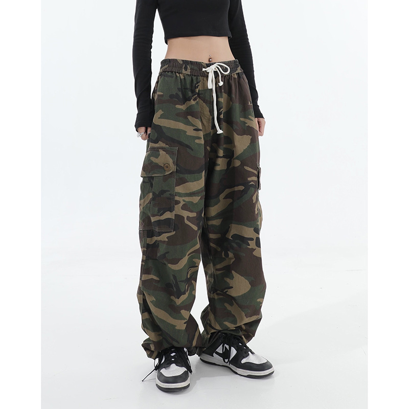 2024 American High Street Retro Hip Hop Camouflage Closing Pants Slim Pants Women's Leg-binding Casual Pants Ins Trendy Brand