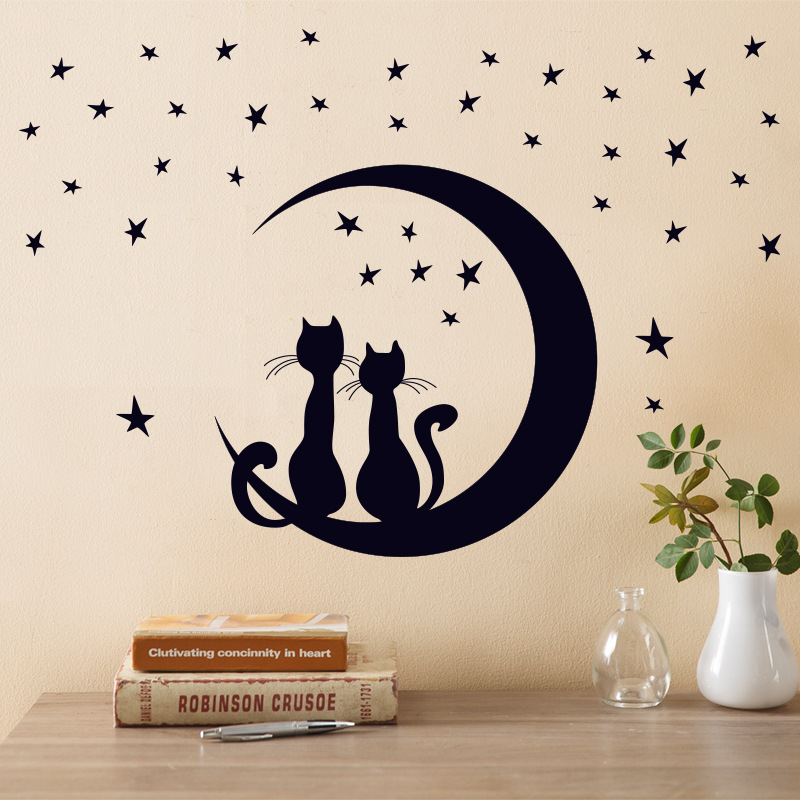 Wall stickers factory wholesale new Black Cat series removable combination cartoon black cat decorative wall stickers