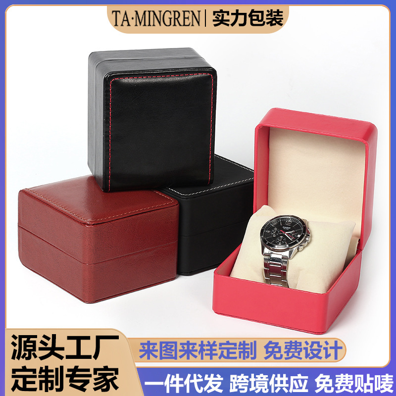 Customized Pu Leather Watch Case, High-End Leather Watch Packaging Box, Portable Flip Watch Storage Box, Logo Printable