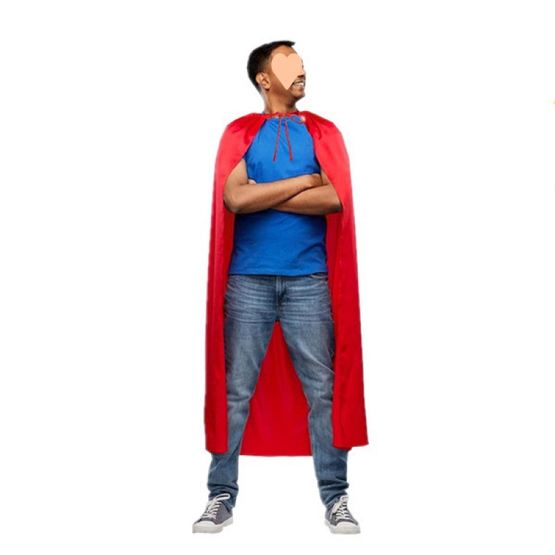 Picture of Shawl Cross-Border Halloween Cloak Anime Cosplay Costume Lace up Superman Cloak Savior Hero Red Cos