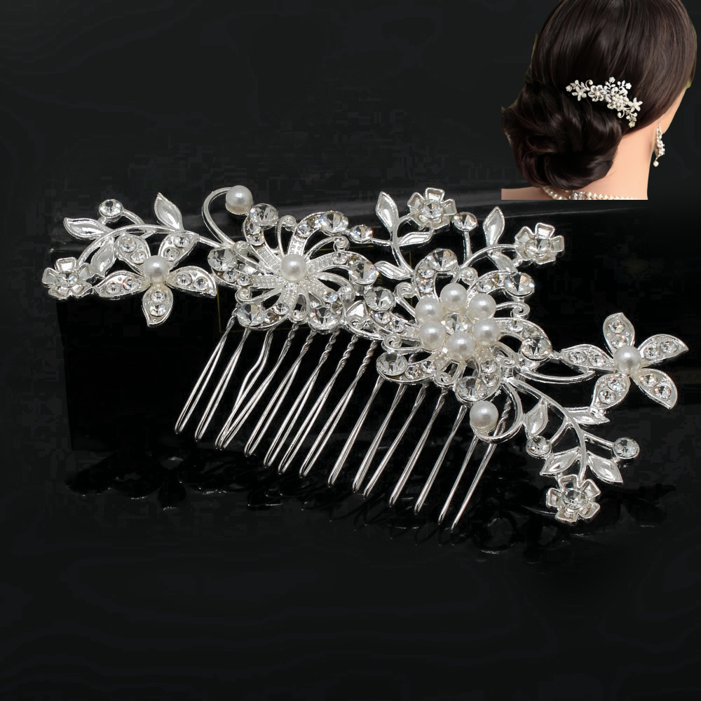 New Fashionable Chinese Style Pearl Rhinestone Comb Wedding Dress Handmade Headdress Hair Accessories Korean Style Bridal Jewelry High-End Hair Comb