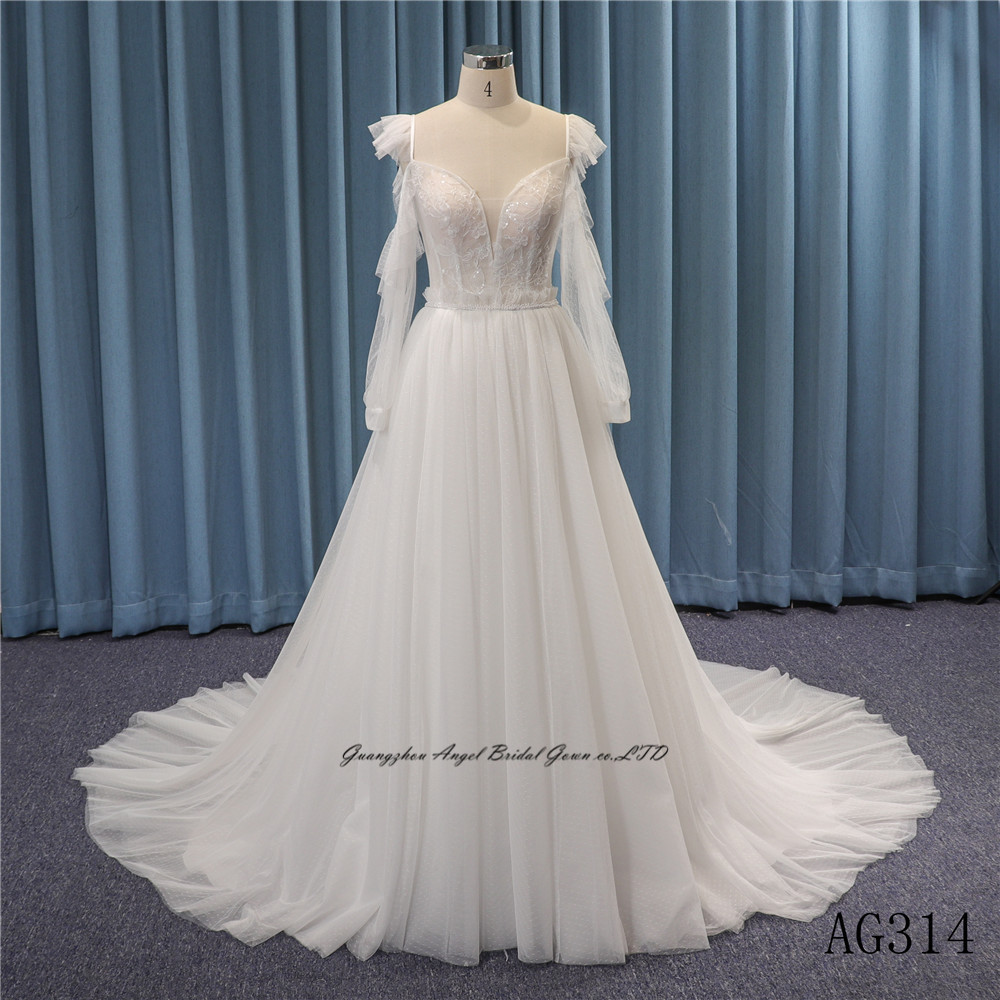 Foreign trade export original single to domestic outdoor light yarn travel shooting series fairy style sleeve A pendulum slim wedding dress out of the yarn