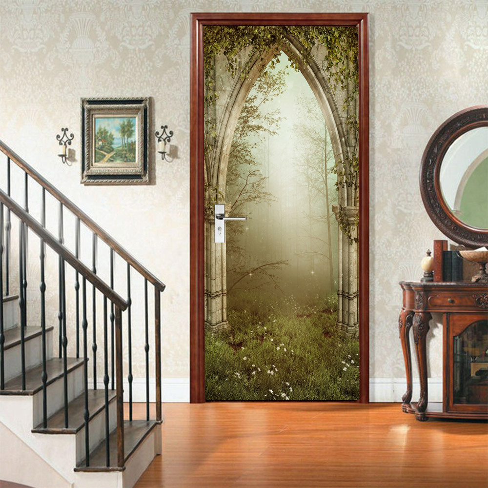 Foreign trade cross-border AMJ charm set creative environmental protection 3D forest palace door stickers refurbished self-adhesive bedroom wall stickers