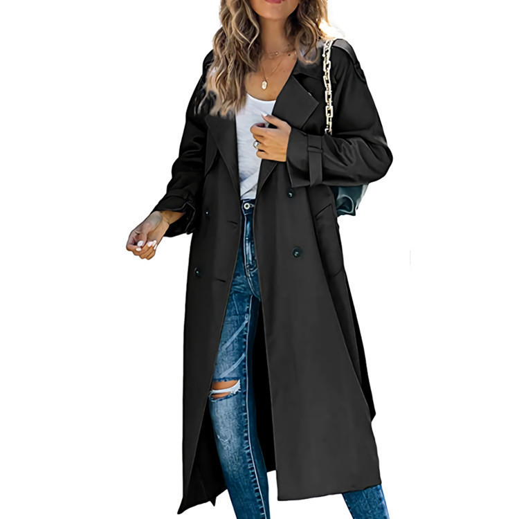Picture of 2023 European and American Amazon independent station cross-border women's winter and autumn trench coat casual solid color trench coat