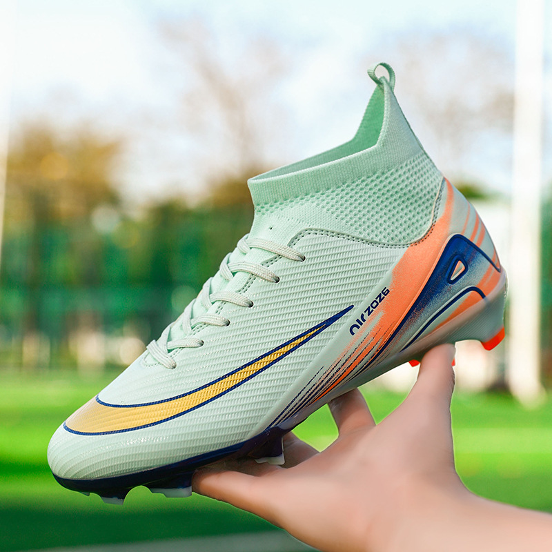 2025 New High-Top Football Shoes for Men and Women Ag Long Spikes Tf Broken Spikes Student Competition Grass Non-Slip Training Shoes Wholesale